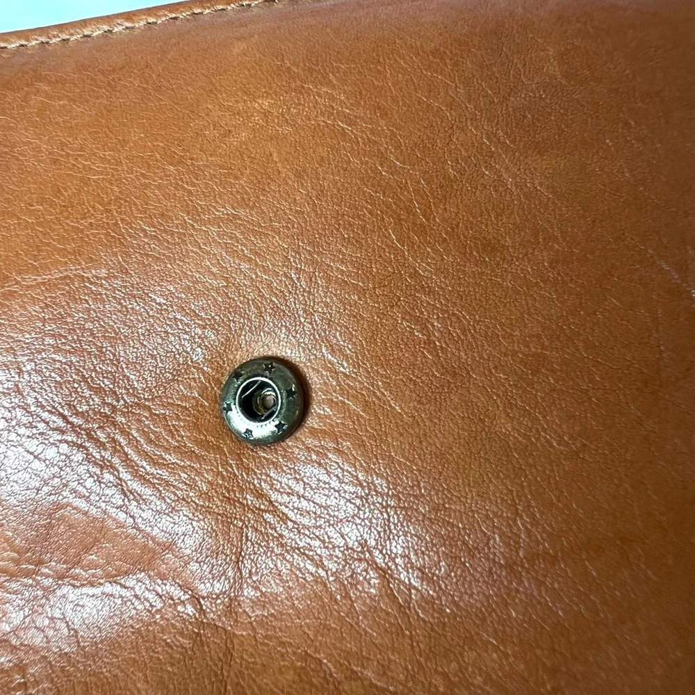 Genuine Leather Braided Tab Wallet Boho Brown Bifold Checkbook Organizer - Picture 9 of 10